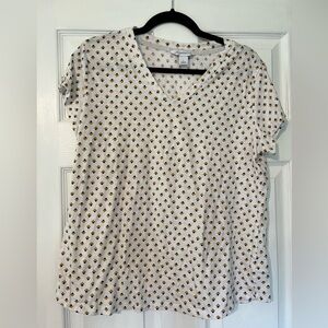 Liz Claiborne White Cap Sleeve Relaxed Blouse